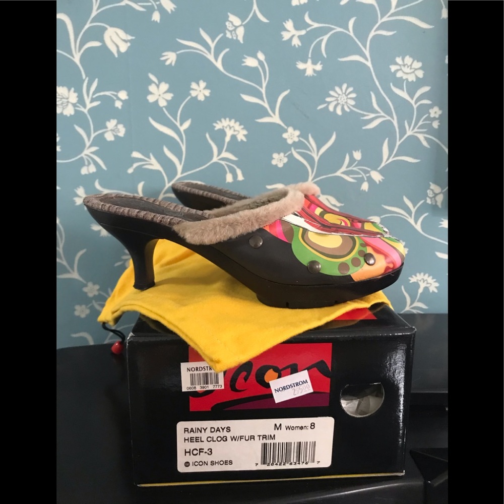 Vintage ICON Rainy Days Heel Clog w/Fur Trim